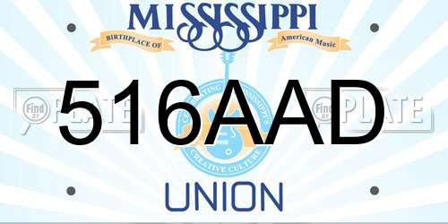 516AAD Mississippi License Plate