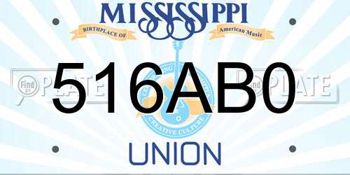 516AB0 Mississippi License Plate