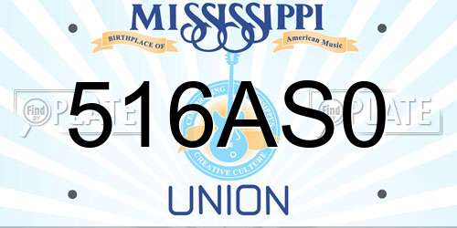 516AS0 Mississippi License Plate