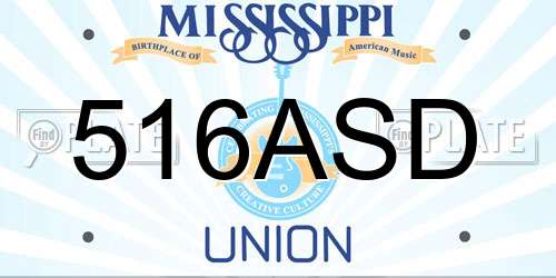 516ASD Mississippi License Plate