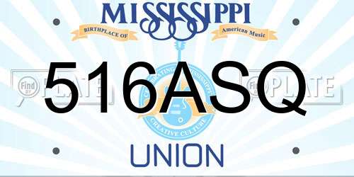 516ASQ Mississippi License Plate