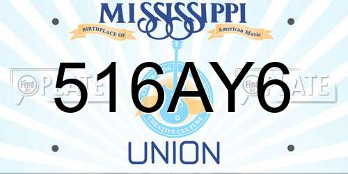 516AY6 Mississippi License Plate