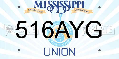 516AYG Mississippi License Plate