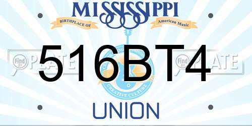 516BT4 Mississippi License Plate