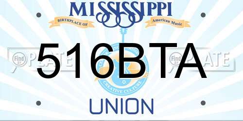 516BTA Mississippi License Plate