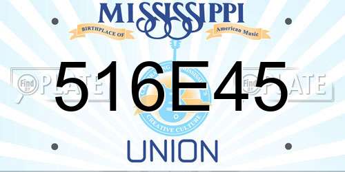 516E45 Mississippi License Plate