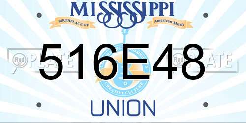 516E48 Mississippi License Plate