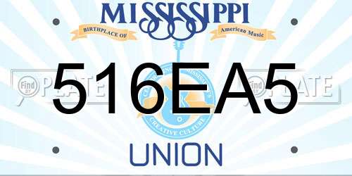 516EA5 Mississippi License Plate