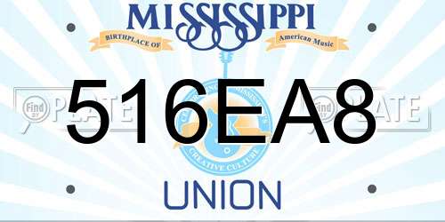 516EA8 Mississippi License Plate