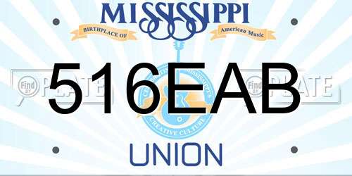 516EAB Mississippi License Plate