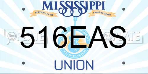 516EAS Mississippi License Plate