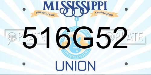 516G52 Mississippi License Plate