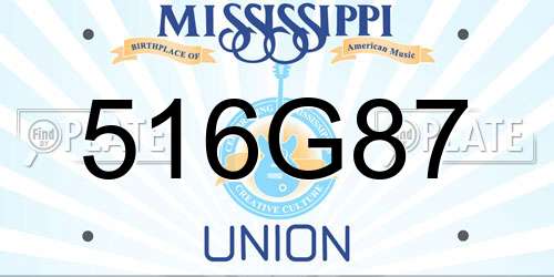 516G87 Mississippi License Plate