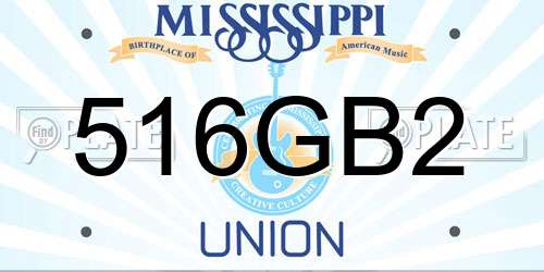 516GB2 Mississippi License Plate