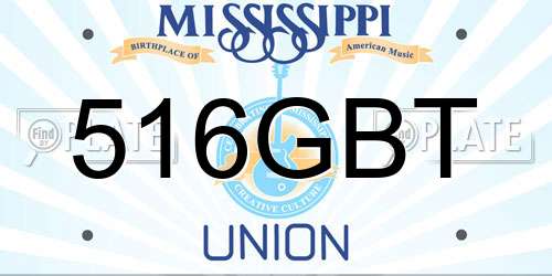 516GBT Mississippi License Plate