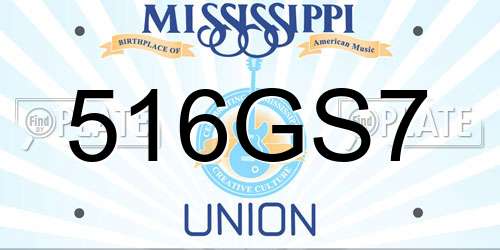 516GS7 Mississippi License Plate