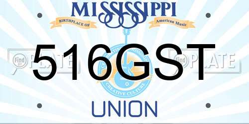 516GST Mississippi License Plate