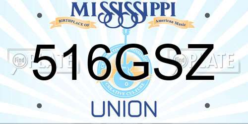 516GSZ Mississippi License Plate