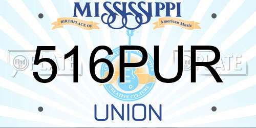 516PUR Mississippi License Plate