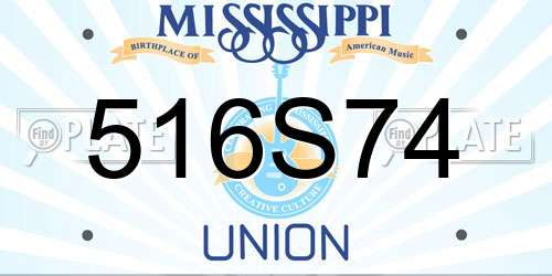 516S74 Mississippi License Plate