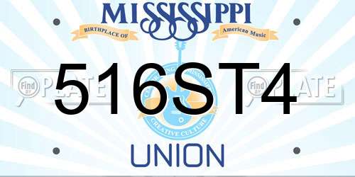 516ST4 Mississippi License Plate
