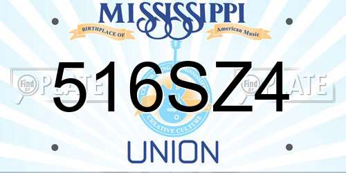 516SZ4 Mississippi License Plate