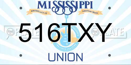 516TXY Mississippi License Plate