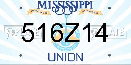 516Z14 Mississippi License Plate