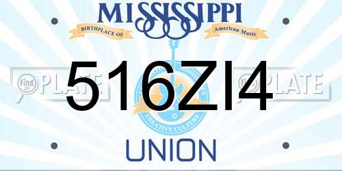516ZI4 Mississippi License Plate