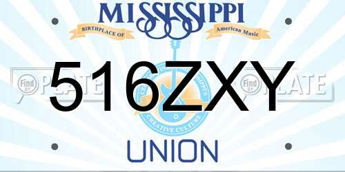 516ZXY Mississippi License Plate