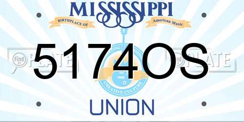 5174OS Mississippi License Plate