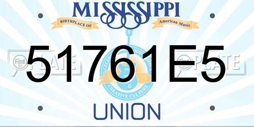51761E5 Mississippi License Plate