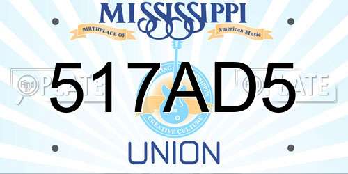 517AD5 Mississippi License Plate
