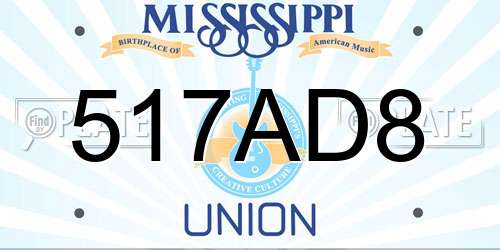 517AD8 Mississippi License Plate
