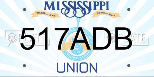 517ADB Mississippi License Plate