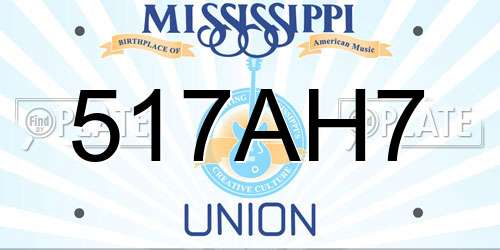 517AH7 Mississippi License Plate