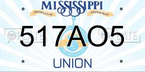 517AO5 Mississippi License Plate