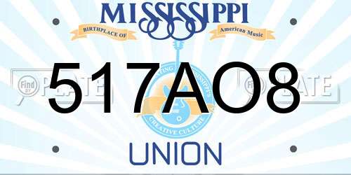 517AO8 Mississippi License Plate