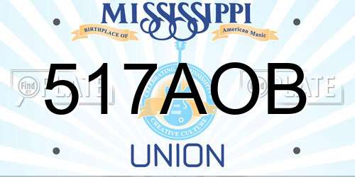 517AOB Mississippi License Plate