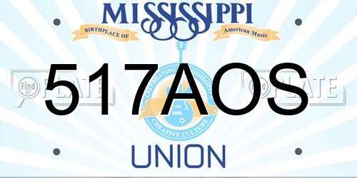 517AOS Mississippi License Plate