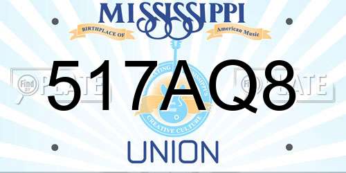517AQ8 Mississippi License Plate