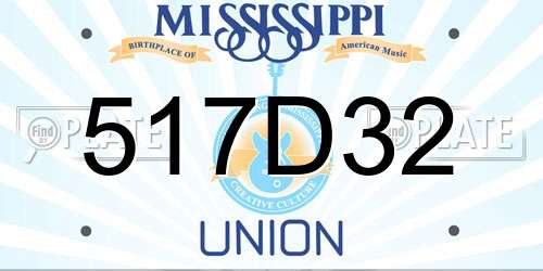 517D32 Mississippi License Plate