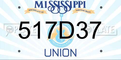 517D37 Mississippi License Plate