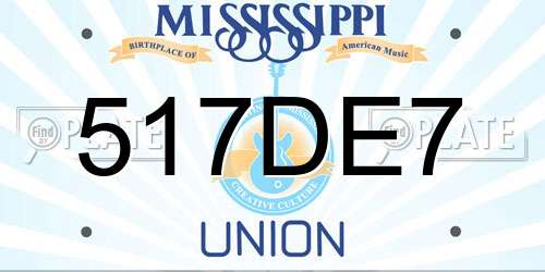 517DE7 Mississippi License Plate