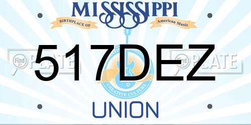 517DEZ Mississippi License Plate