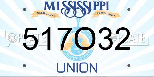 517O32 Mississippi License Plate
