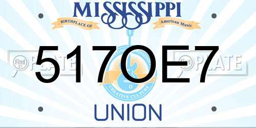 517OE7 Mississippi License Plate