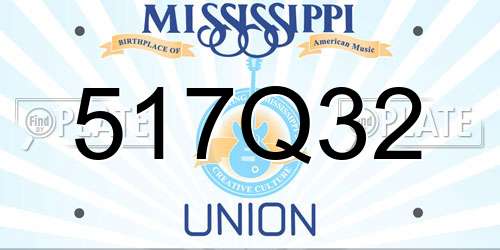 517Q32 Mississippi License Plate
