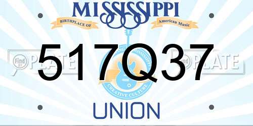 517Q37 Mississippi License Plate
