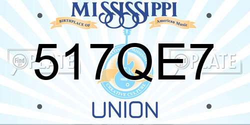 517QE7 Mississippi License Plate